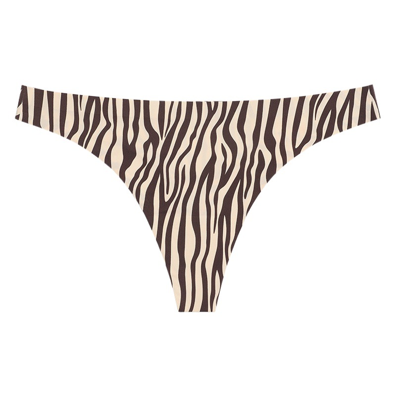 European and American Leopard Print Seamless Thong for Women, Low-Waisted, Sexy, Breathable, Sports Ice Silk Underwear for Women, Quick-Drying, Can Be Cut at Will