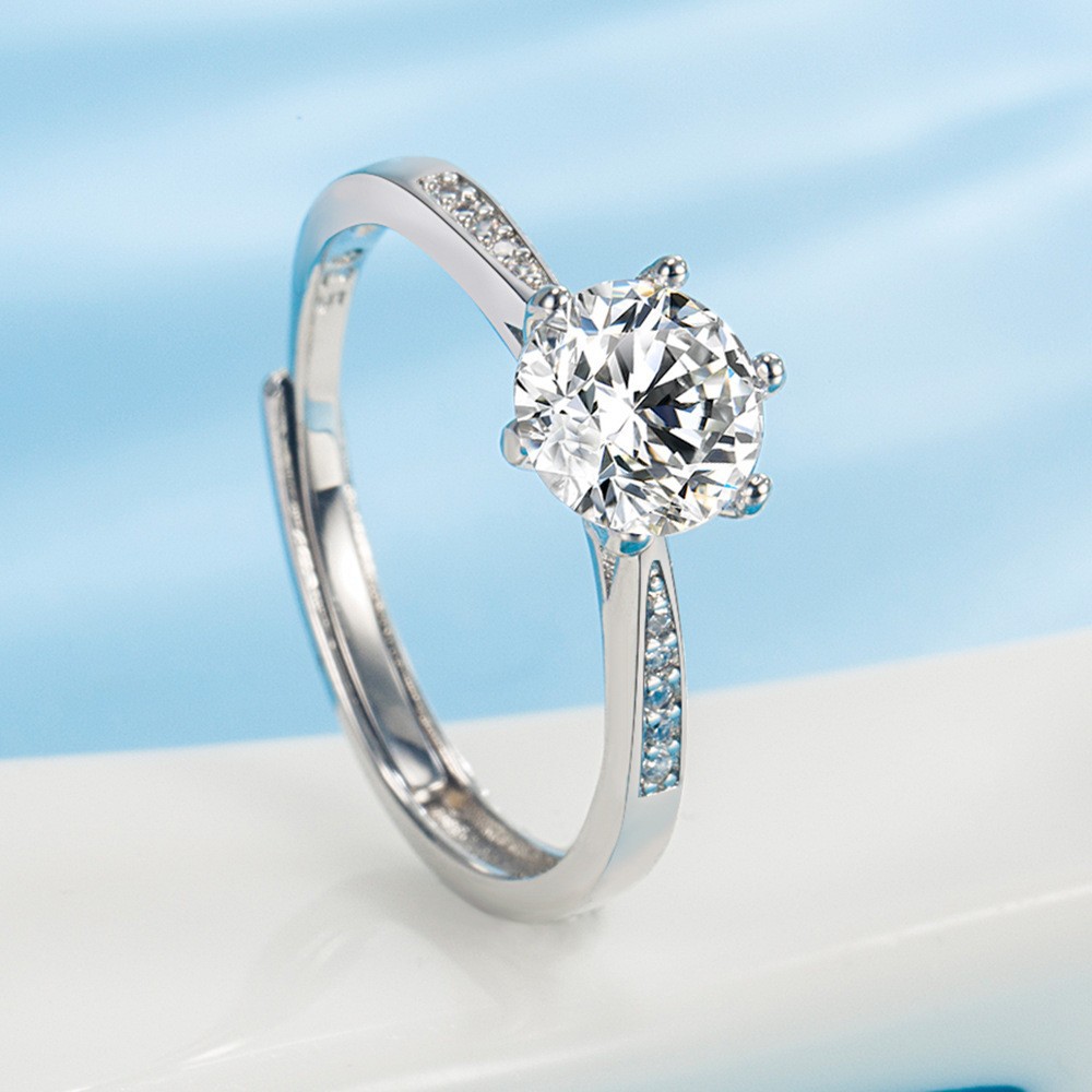 Picture of Copper inlaid zircon factory wholesale live ring female European and American proposal six claw new diamond ring for wedding ring jewelry