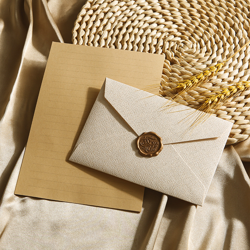 Picture of Letterhead Envelope Set Thickened linen Envelope Handwritten Love Letters for Male Girlfriend to Confess Birthday Greeting Card Exquisite Letterhead