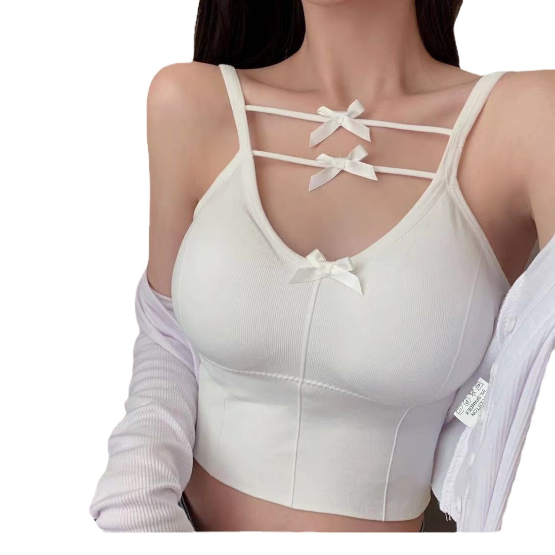 Kaka Same Style Sling Vest with Chest Pad Sports Underwear Caring Machine Student's Chest Wrap Bow Design Sense Strapless