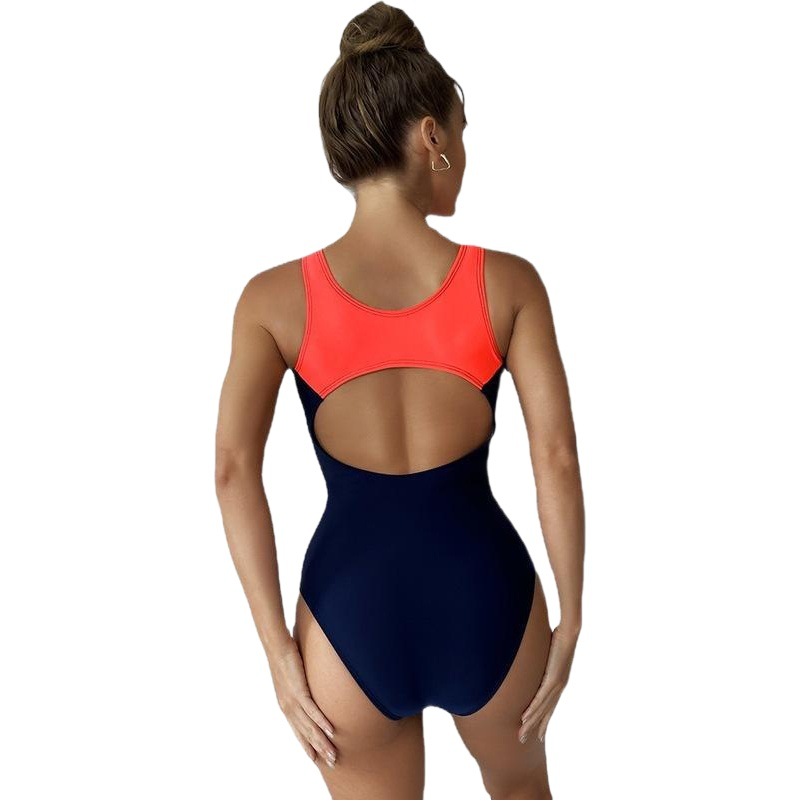 Factory wholesale Amazon swimwear European and American swimsuit professional racing sexy Triangle Sports color matching one-piece swimsuit women