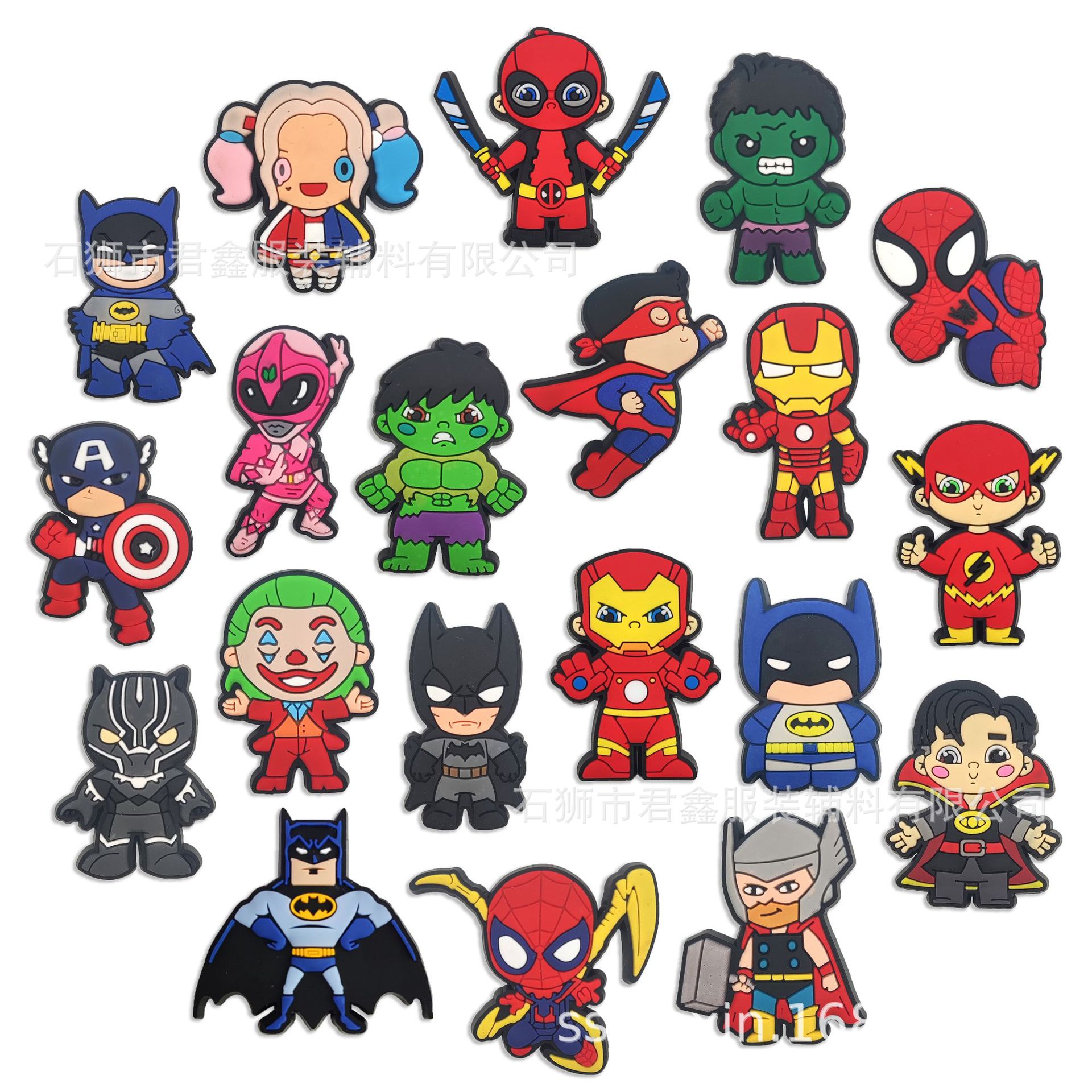 Avengers League Hole Shoes Buckle Shoes Decorations Cute Q Version Marvel Hulk Superman Spider-Man Shoe Flower