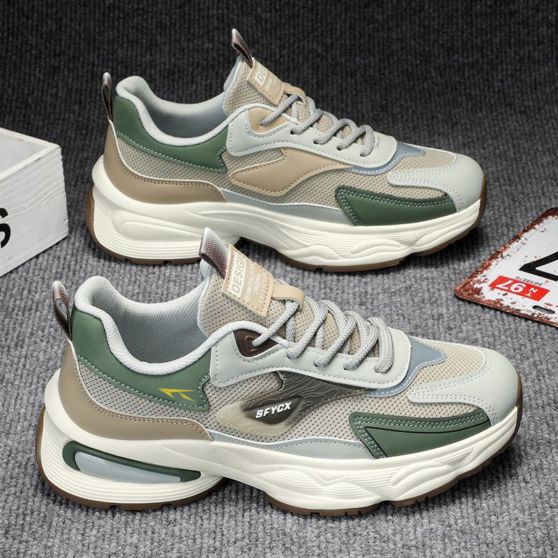 Summer Men's Shoes New Breathable Mesh Sports Shoes Men's Korean-style Trendy All-match Thick-soled Casual Torre Shoes Trendy Shoes