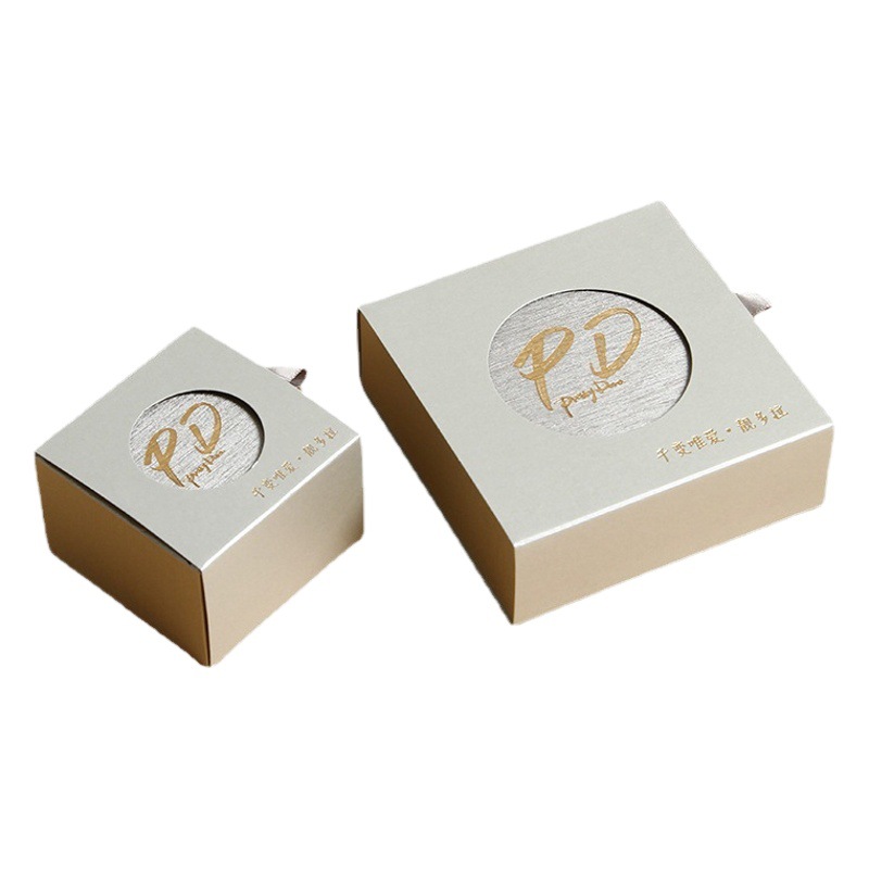 Light Luxury Wooden Jewelry Box Brushed Texture Proposal Ring Flip Gift Box Necklace Earrings Packaging Storage Box