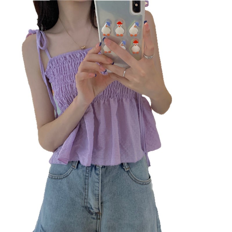 Picture of Sweet and Fresh Suspender Top for Women with Summer Design, Niche Outer Wear, Super Popular Popular Age-Reducing Sleeveless Vest