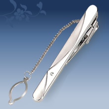 Picture of Metal tie clip men's suit chain 140 simple flower type business atmosphere with drill tie clip