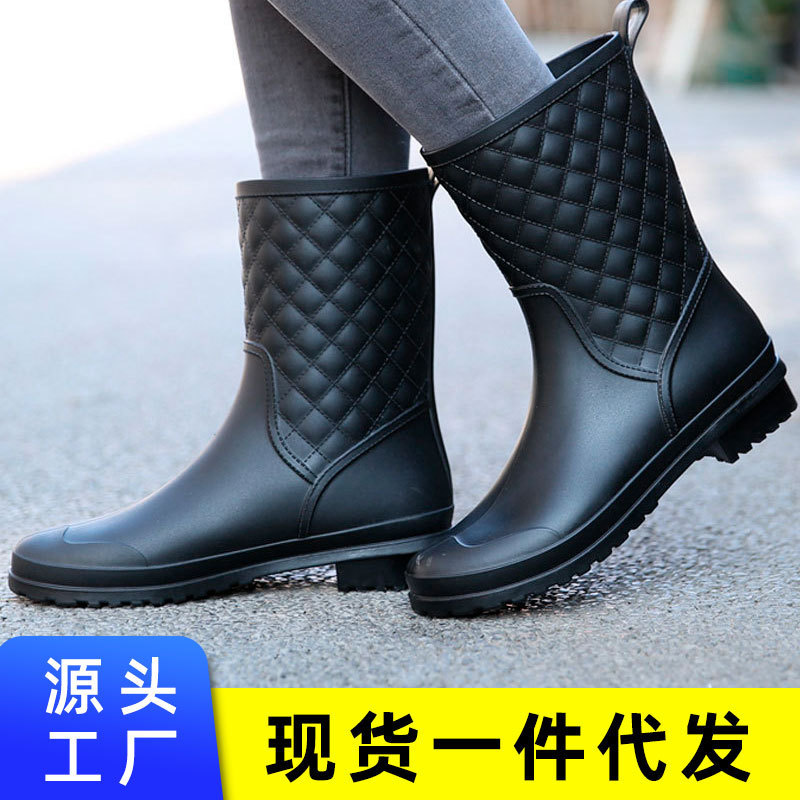 Factory wholesale waterproof rain boots women's fashion rubber shoes casual women's boots women's water shoes women's mid-barrel adult rain boots