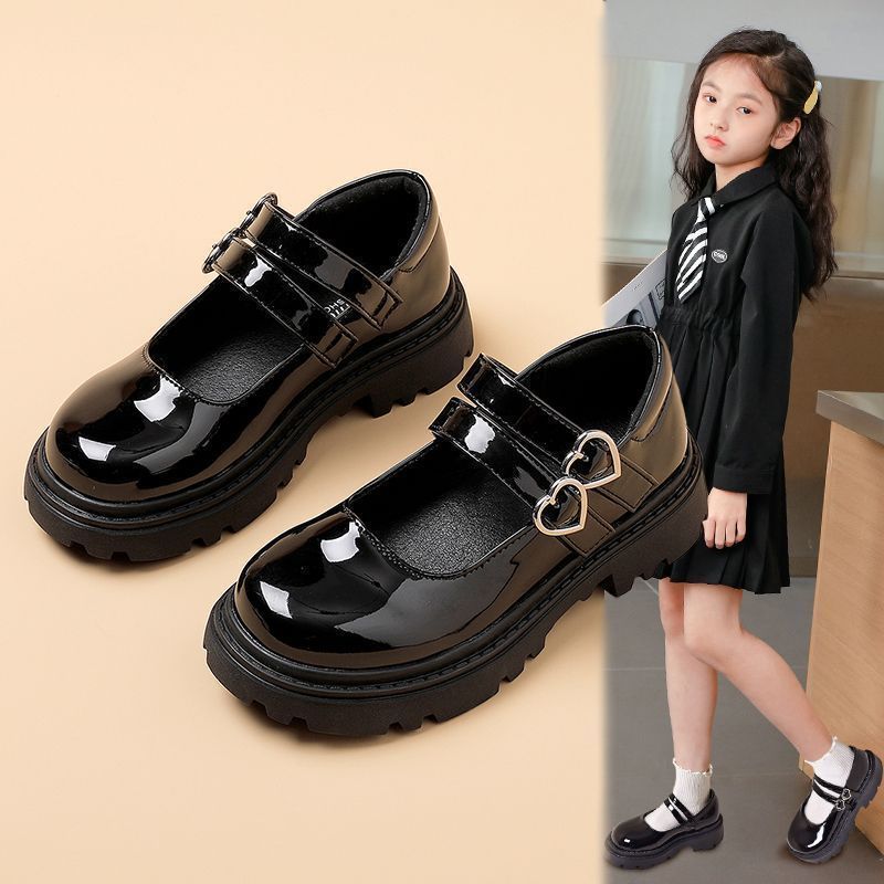 Girls' Leather Shoes 2025 Spring and Autumn New Children's Shoes Black Dance Shoes Princess Shoes Big Children's Girls' Shoes