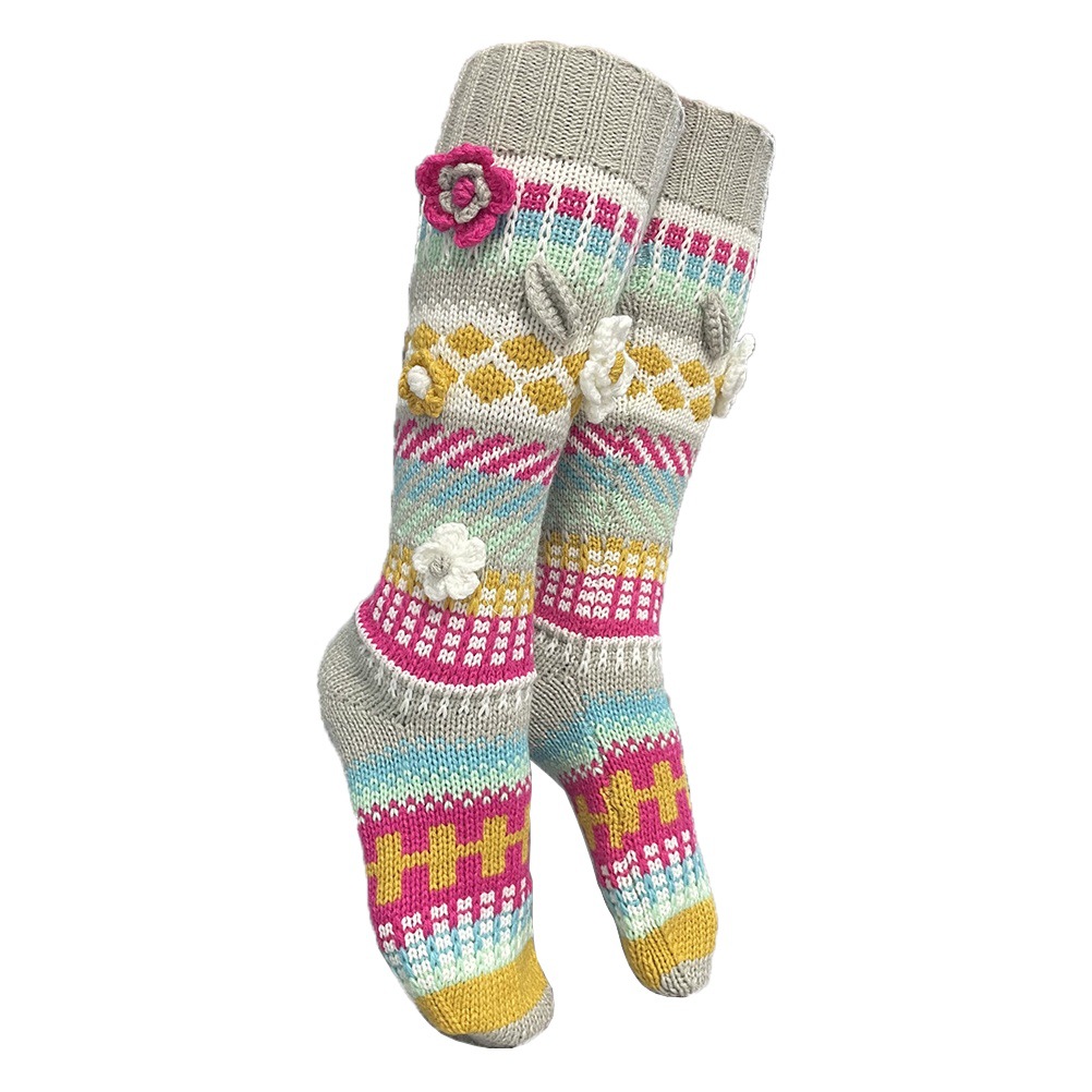 AliExpress Amazon Independent Station Autumn and Winter ins Style Vintage Jacquard Long Women's Hook Floor Socks