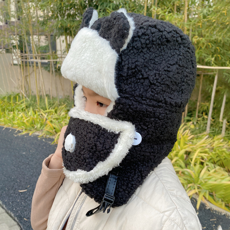 Picture of Children's Cat Ears Lei Feng Hat Women's Cute Autumn and Winter Cycling Windproof Hat Winter Warm Cotton Hat for Primary School Students