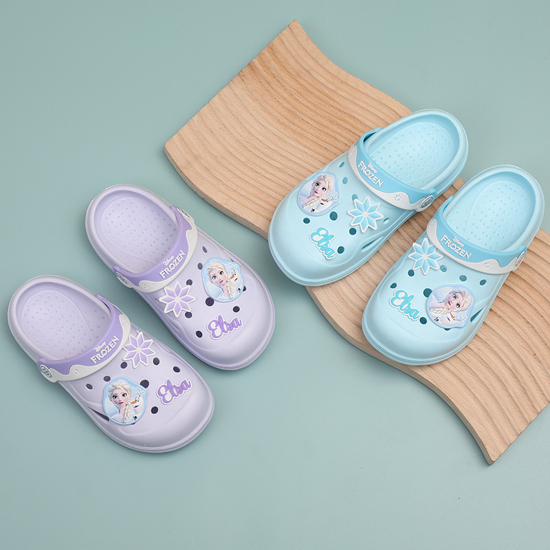 Disney Princess Aisha cartoon hole shoes children beach shoes baby slippers summer one-piece sandals rain shoes