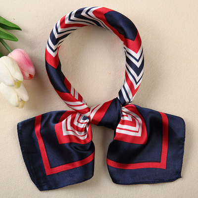 Picture of Small Square Scarf Korean Professional Silks and Satins Versatile Bank Stewardess Train Member Business Fashion Decorative Women's Scarf