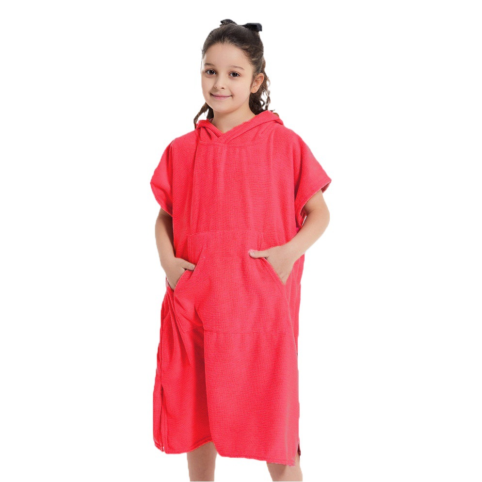 Children's Microfiber Hooded Bath Towel Poncho Beach Bathrobe Surf Changing Clothes Windproof Absorbent Swimming Cape Bathrobe