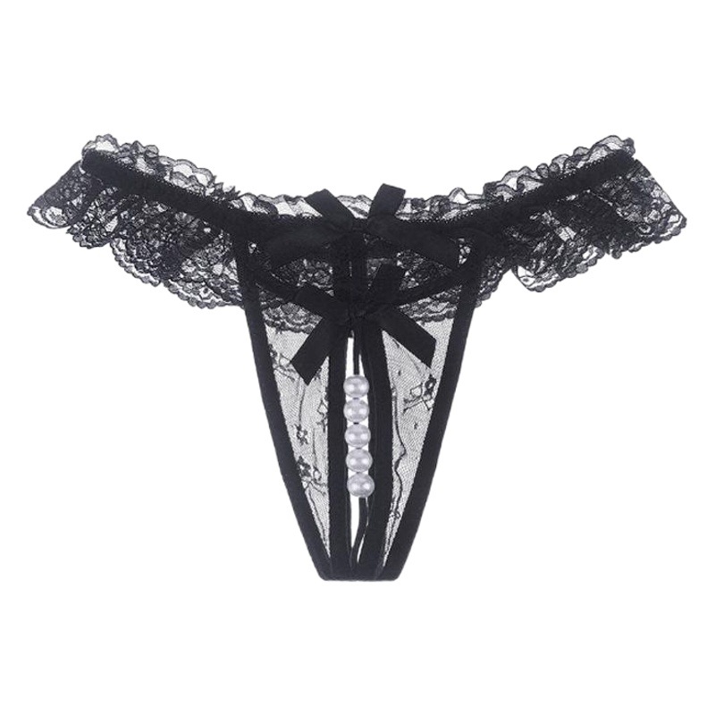 Cross-Border Exclusive Supply of One-Piece Drop-Shipping Sexy Panties for Women, Sexy Lace Fully Transparent Pearl Massage Thong, Tight-Fitting