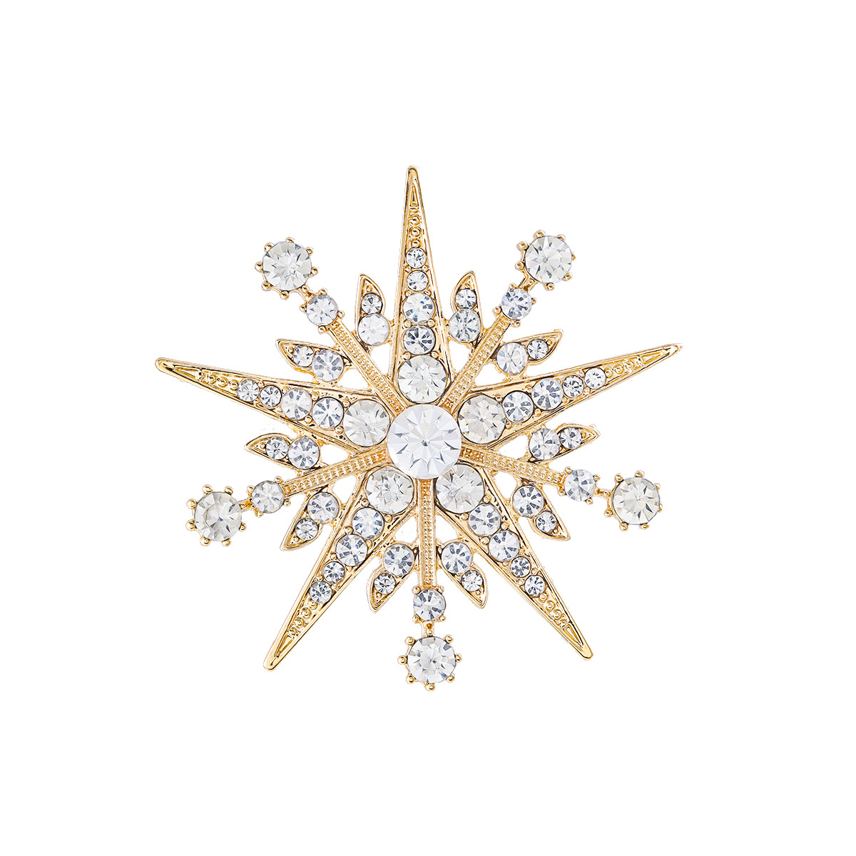 Picture of New high-grade eight mans star brooch snowflake luxury temperament pin men's and women's all-match fashion anti-light corsage accessories