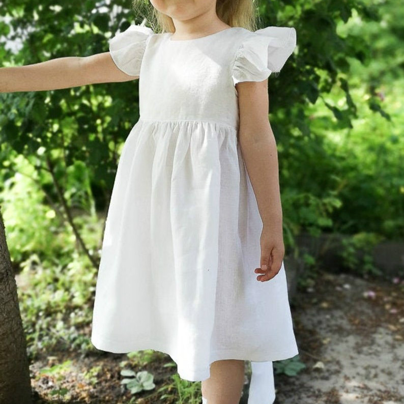 Picture of New Children's Dress Girls Dress Cotton and Linen Back Bow Princess Dress Children's Dress Cross Border