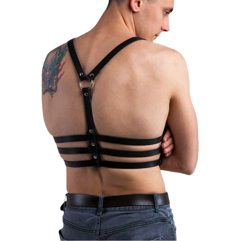 Cross-border Men's Shoulder Strap Men's Leather Bound Clothes SM Body Strap Men's Dress Alternative Clothing Suspenders Belt