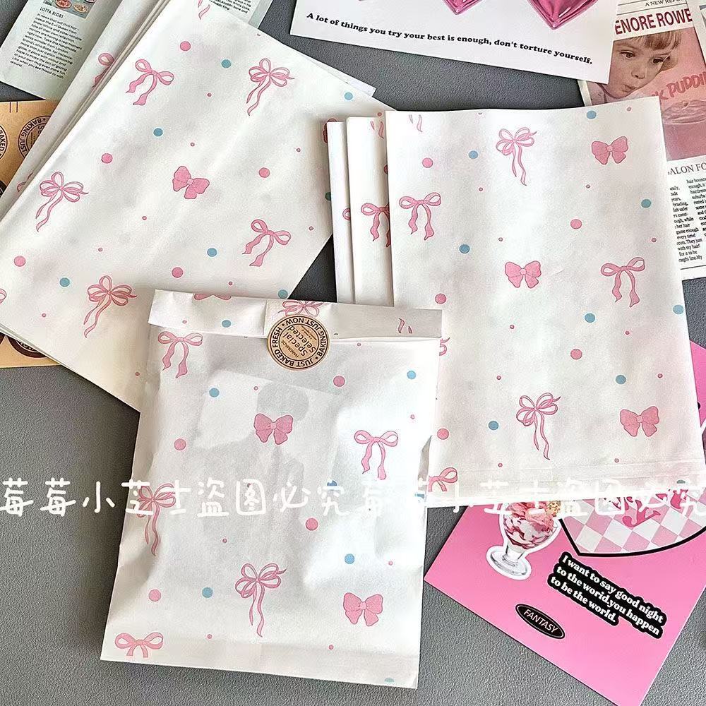 Ins pink bow love paper bag high color value small card hand account small gift packaging packaging shipping diy bag