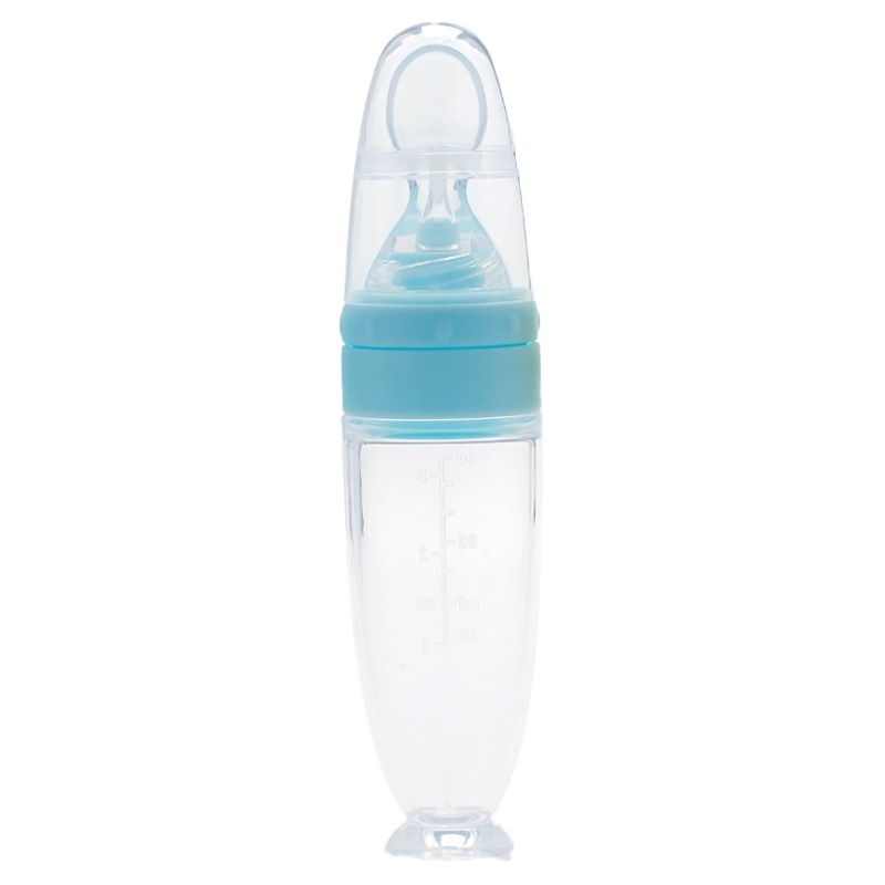 Picture of New products wholesale silicone suction cup rice paste bottle nano silver baby food supplement spoon children's rice paste bottle soft spoon head