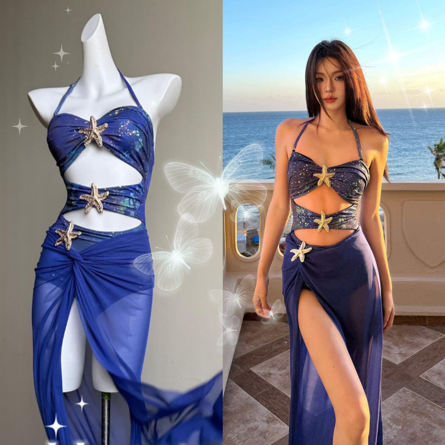 25 New High-end Hollow-out Sexy One-piece Swimsuit Two-piece Holiday Dress Bikini Beach Hot Spring Swimsuit