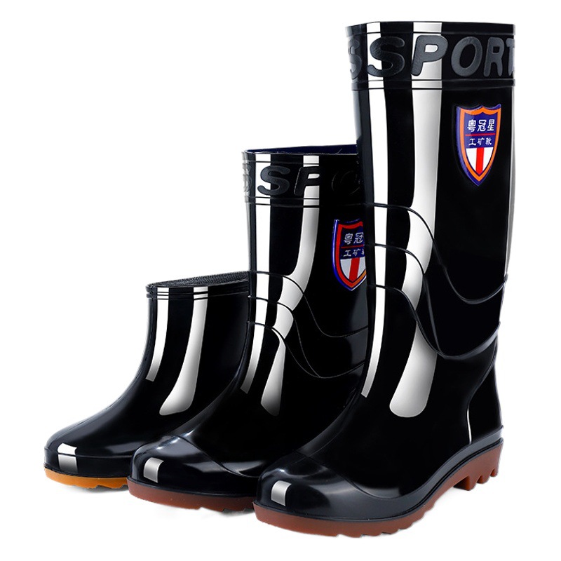 Picture of Men's High-Top Rain Boots with Durable, Non-Slip, and Wear-Resistant Mesh Soles, Suitable for Labor Protection at Construction Sites, Waterproof Long Boots