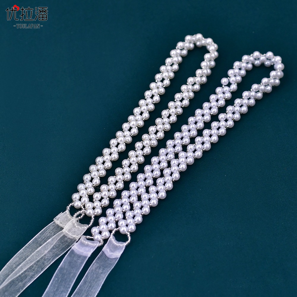 Youlapan S34 Women's Pearl Waist Chain Girdle Wedding Dress Decoration Chiffon Yarn Lace European and American Thin Belt