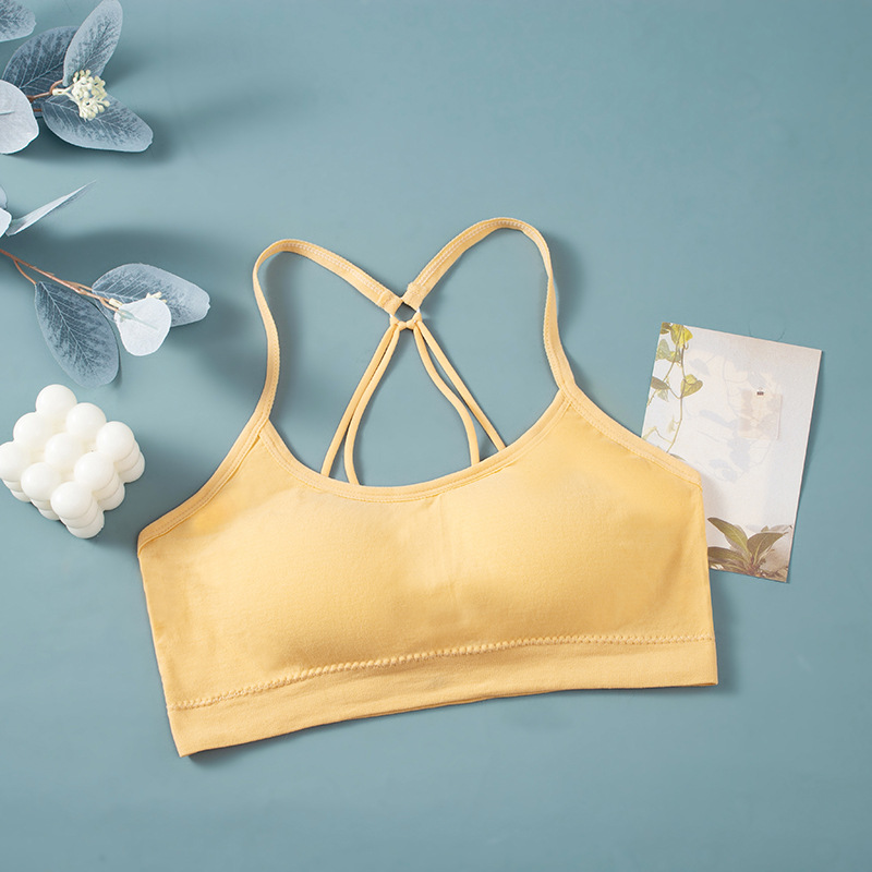 Picture of New Parachute Cross Tube Top Backless Beautiful Back Strap Underwear with Chest Pad Anti-running Sports Girl Bra for Women