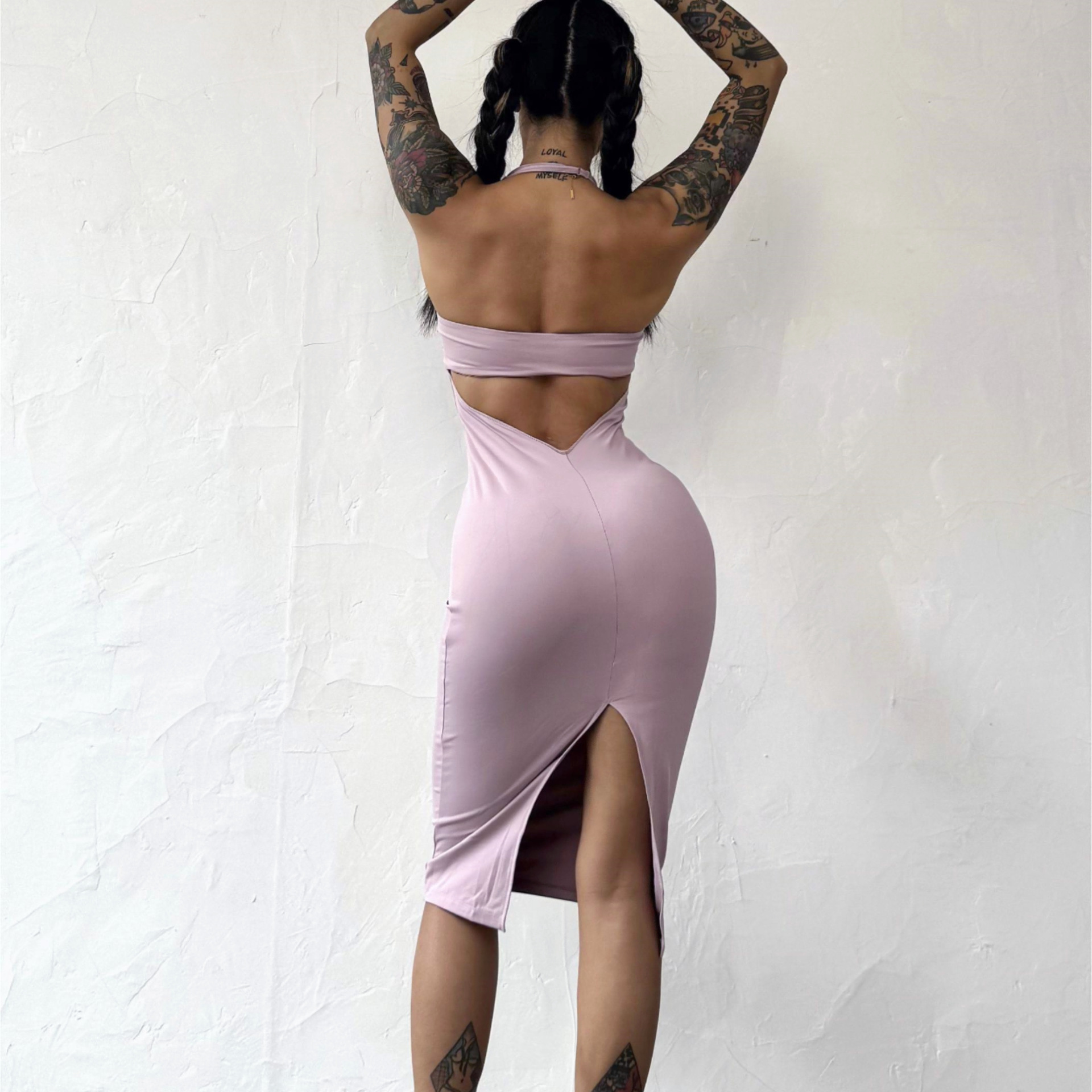 Picture of Cross-border European and American Fitness Sports Leisure dress Women's Hanging Neck Beautiful Back Sexy Bag Hip Skirt Cloud Sense Breathable High Elastic