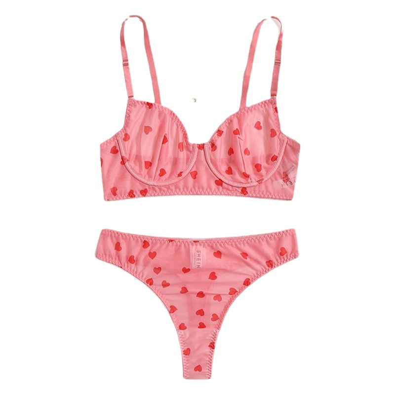 European and American Women's Sexy Underwear Bra Set Mesh Perspective Large Size Underwear Briefs Sexy Temptation Two-piece Set