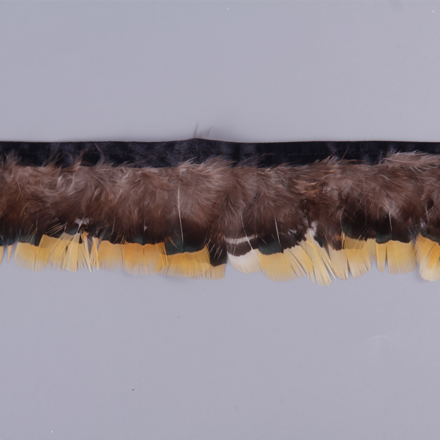 Picture of Wholesale Copper Chicken Yellow Feather Fabric Edge Ribbon DIY Small Feather Skirt Clothing Accessories Decoration Wedding Lace 1m