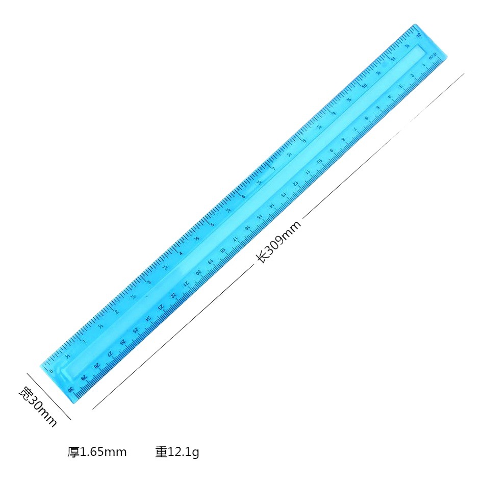 30cm concave ruler 4 continuous color ruler suit student measuring tools hanging card bag manufacturers wholesale