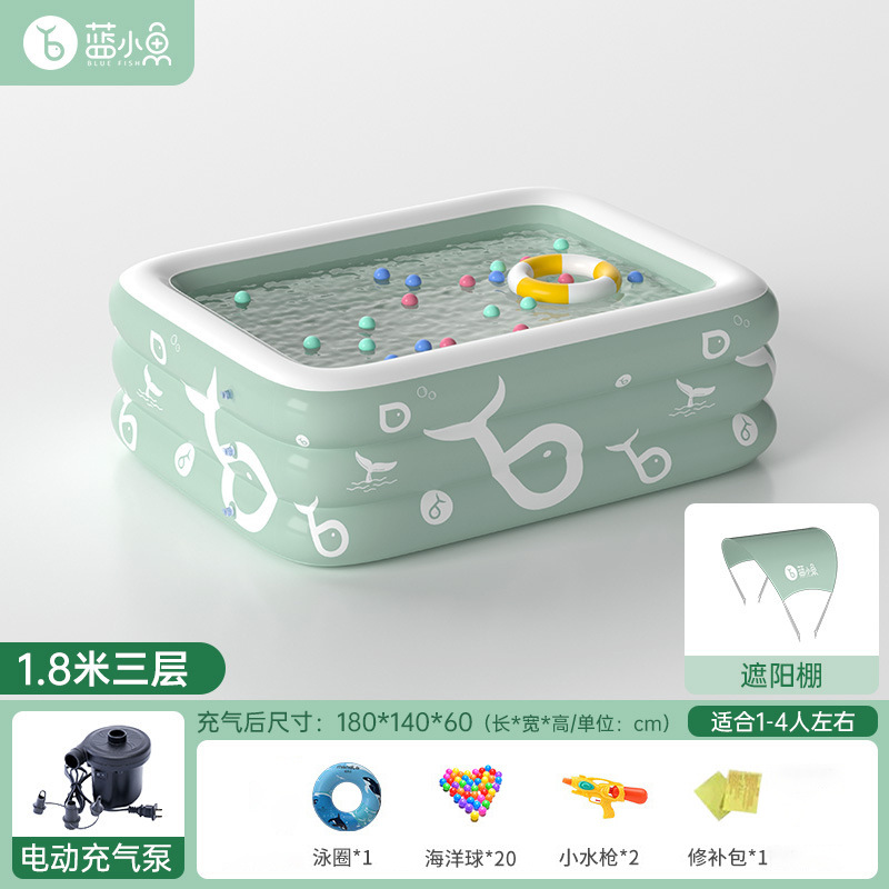 Picture of Household adult children outdoor inflatable swimming pool thickened children swimming pool baby play pool with slide sunshade