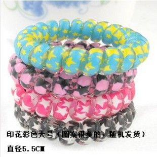 Picture of Candy Color Bold Bracelet Telephone Line Hair Ring Extra Large Rubber Band South Korea Headwear Hair Accessories Headband Spring Ring