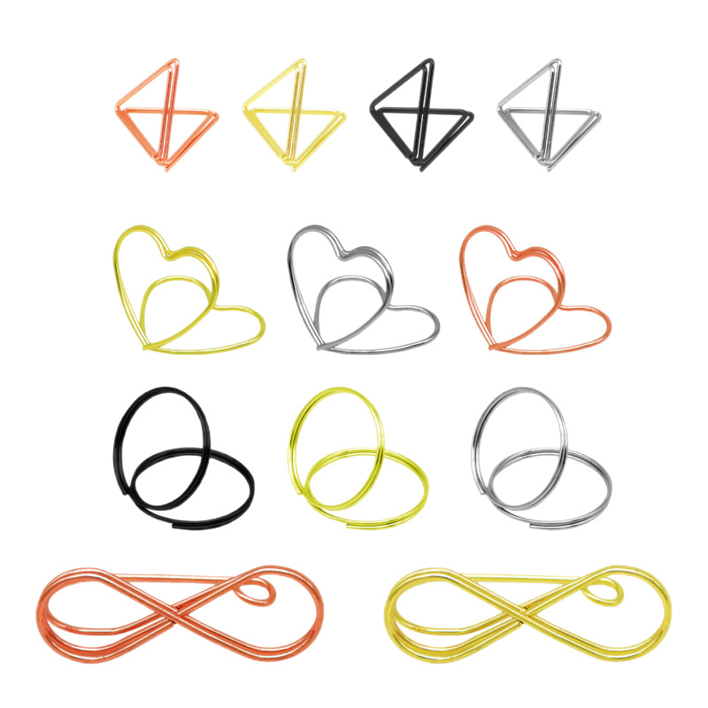 Picture of Triangular Sticky Note Holder Double-Layer Heart-Shaped Business Card Holder Wedding Memo Storage Desk Card Number Plate Photo Display Clip