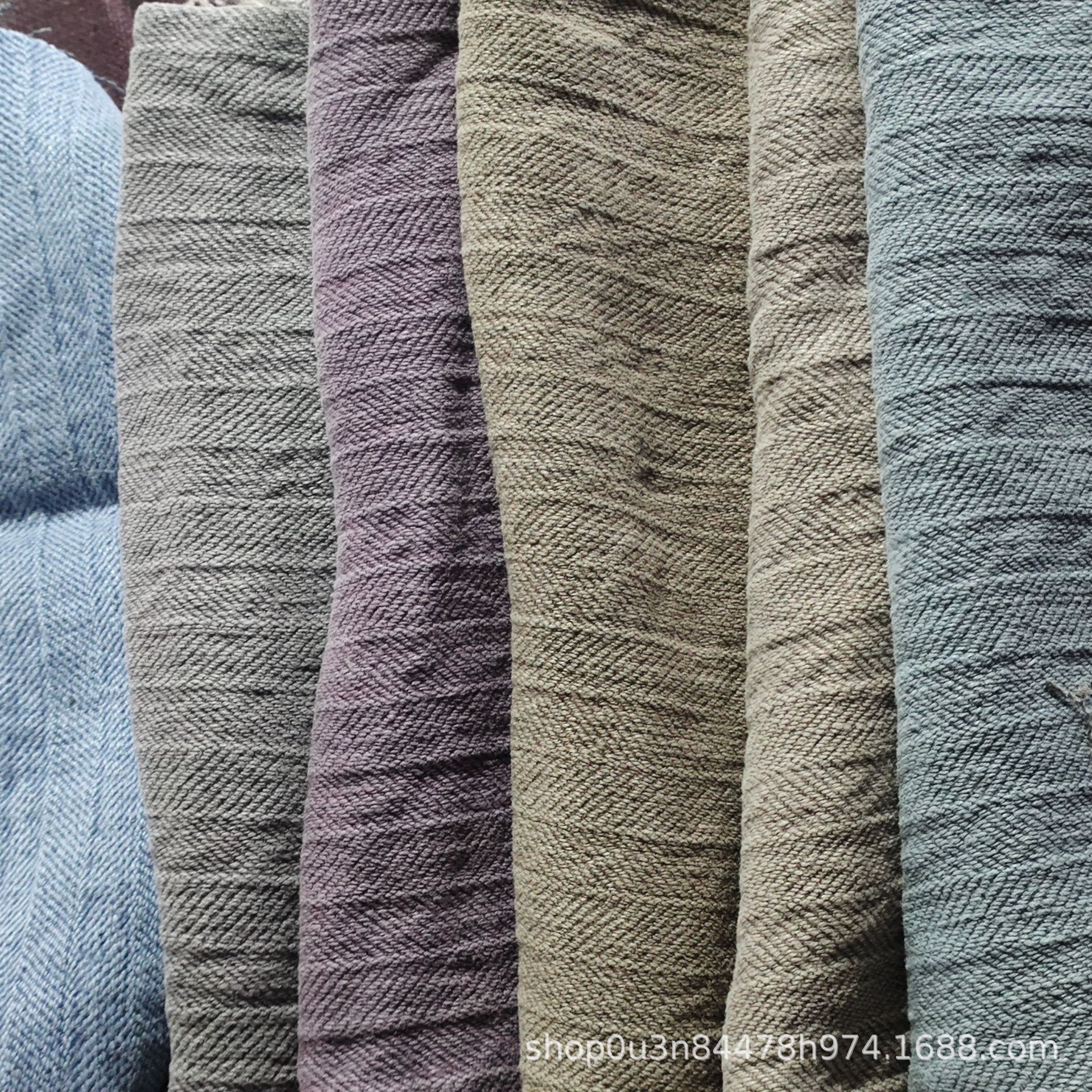 Picture of Pure Linen Herringbone Stone Washing Fabric, Linen Sofa Cloth, Sand Washing Material, Pure Linen Sand Washing Blanket Cloth