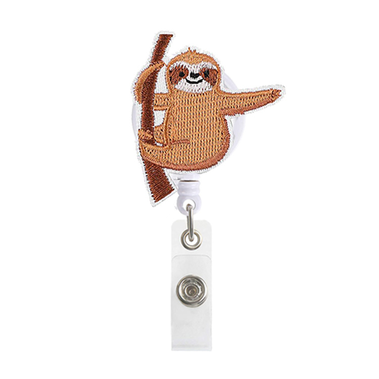 Picture of Amazon spot hot-selling felt embroidery sloth telescopic easy pull-up easy pull-up easy pull-up cloth sticker badge buckle