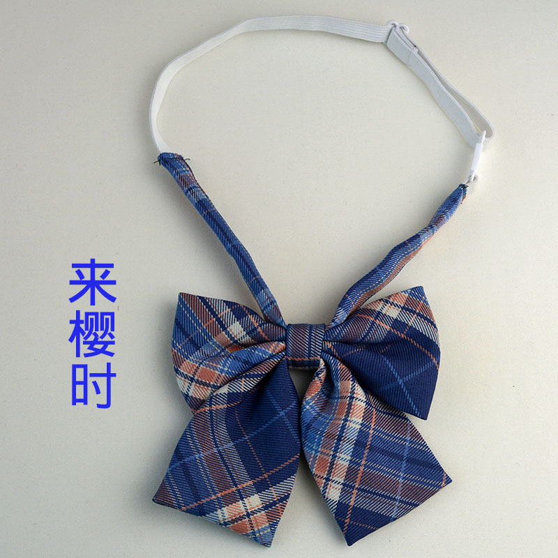 Picture of Hot-selling College Style Oka Pear Field Soot Black Bow Plaid Flat Horn JK Collar Bow Tie Shirt Accessories