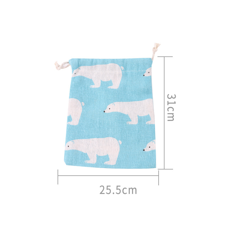 Picture of Printed cotton drawstring bag small bag home travel sundries storage bag Christmas gift packaging bag in stock