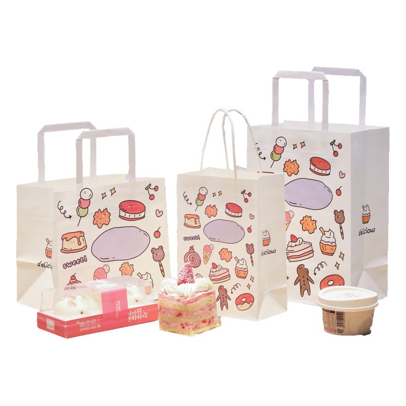 Baking Kraft paper bag handbag dessert bread packing bag cake gift bag pastry milk tea takeaway packing bag