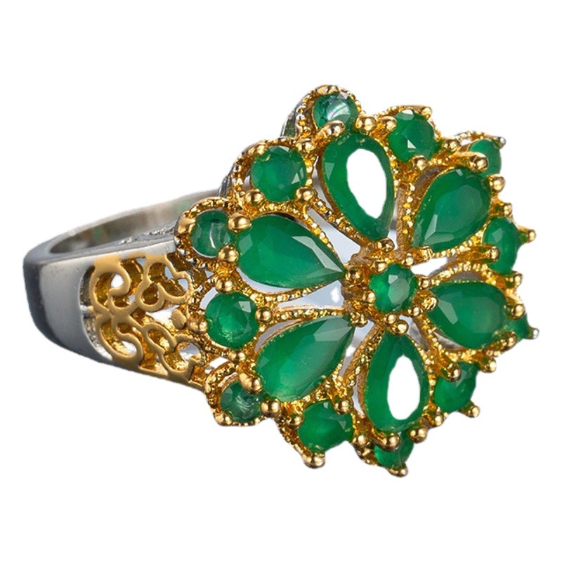 Cross-border AliExpress wish jewelry European and American creative fashion two-color zircon jewelry wedding jewelry new ring for women