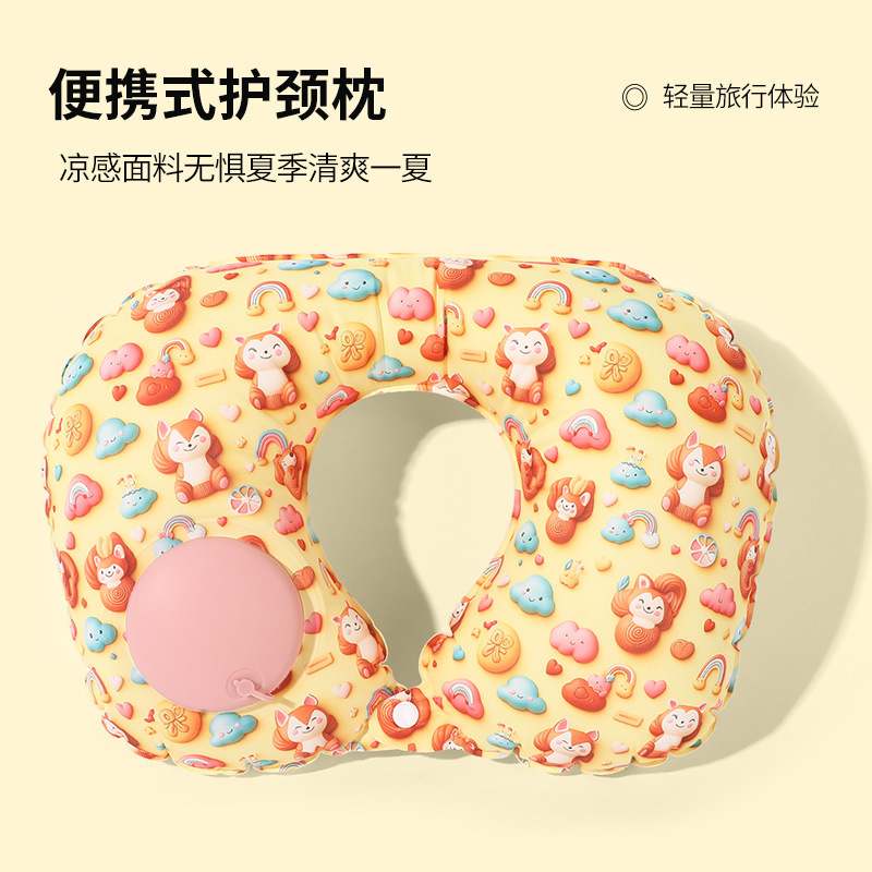 Picture of Inflatable U-shaped Pillow Cool Pressing Inflatable Pillow Travel Portable Neck Pillow Travel Sanbao Storage Pillow for Airplane