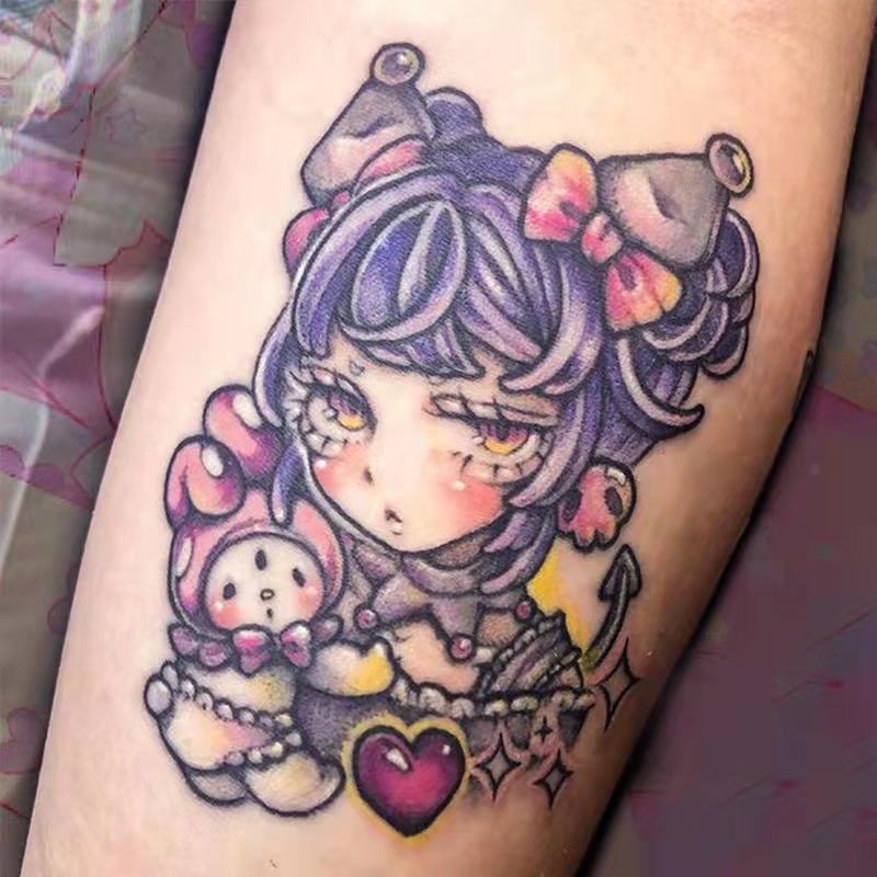 Picture of Diablo Tattoo Sticker Women's Waterproof Lasting European and American Violence Lori ins Cute Cartoon Flower Arm Non-Reflective Anti-Han