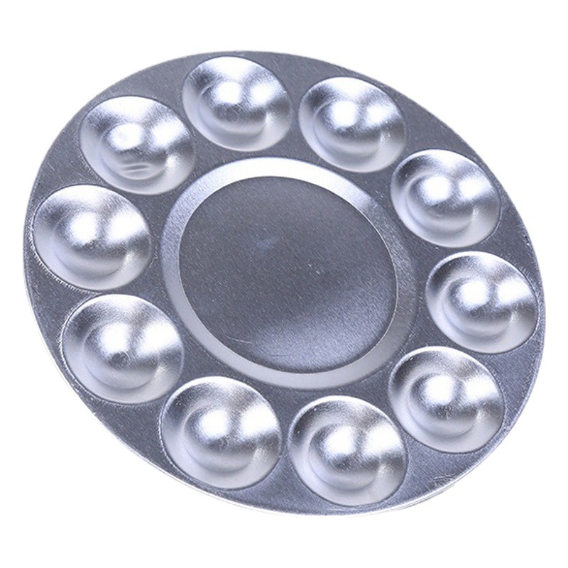 10-hole aluminum plate art supplies round palette gouache watercolor acrylic paint color mixing painting tools wholesale
