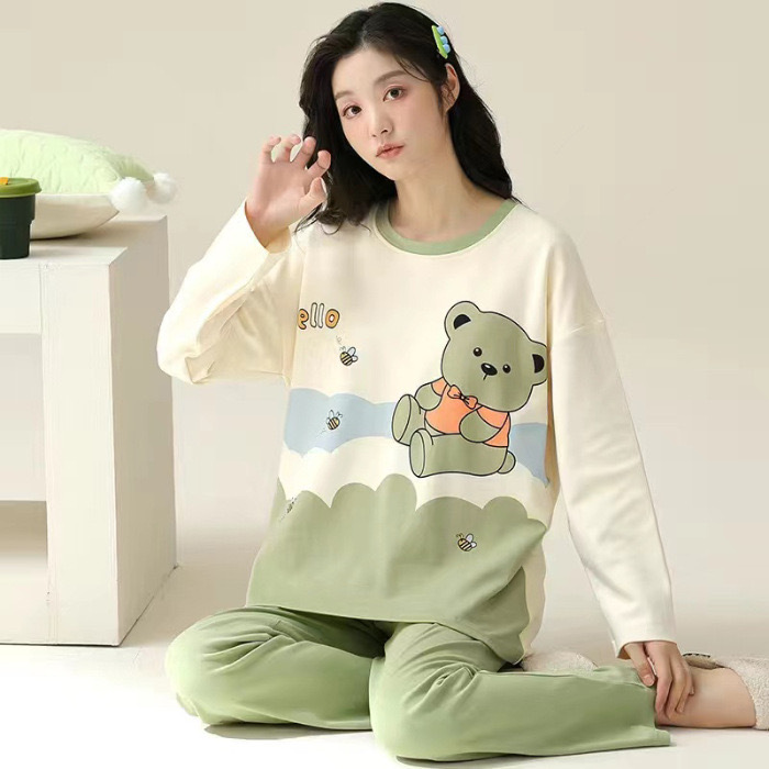 Korean Version of Cross-Border Hot-Selling Spring and Autumn Women's Long-Sleeved Clothes and Pants Casual Sports Style Home Clothes Wholesale