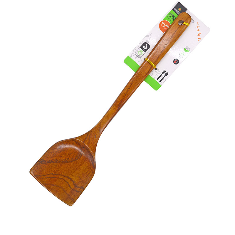 Picture of Stir-frying spatula long handle wooden rice spatula stainless steel thickened frying spatula household kitchen utensils wholesale
