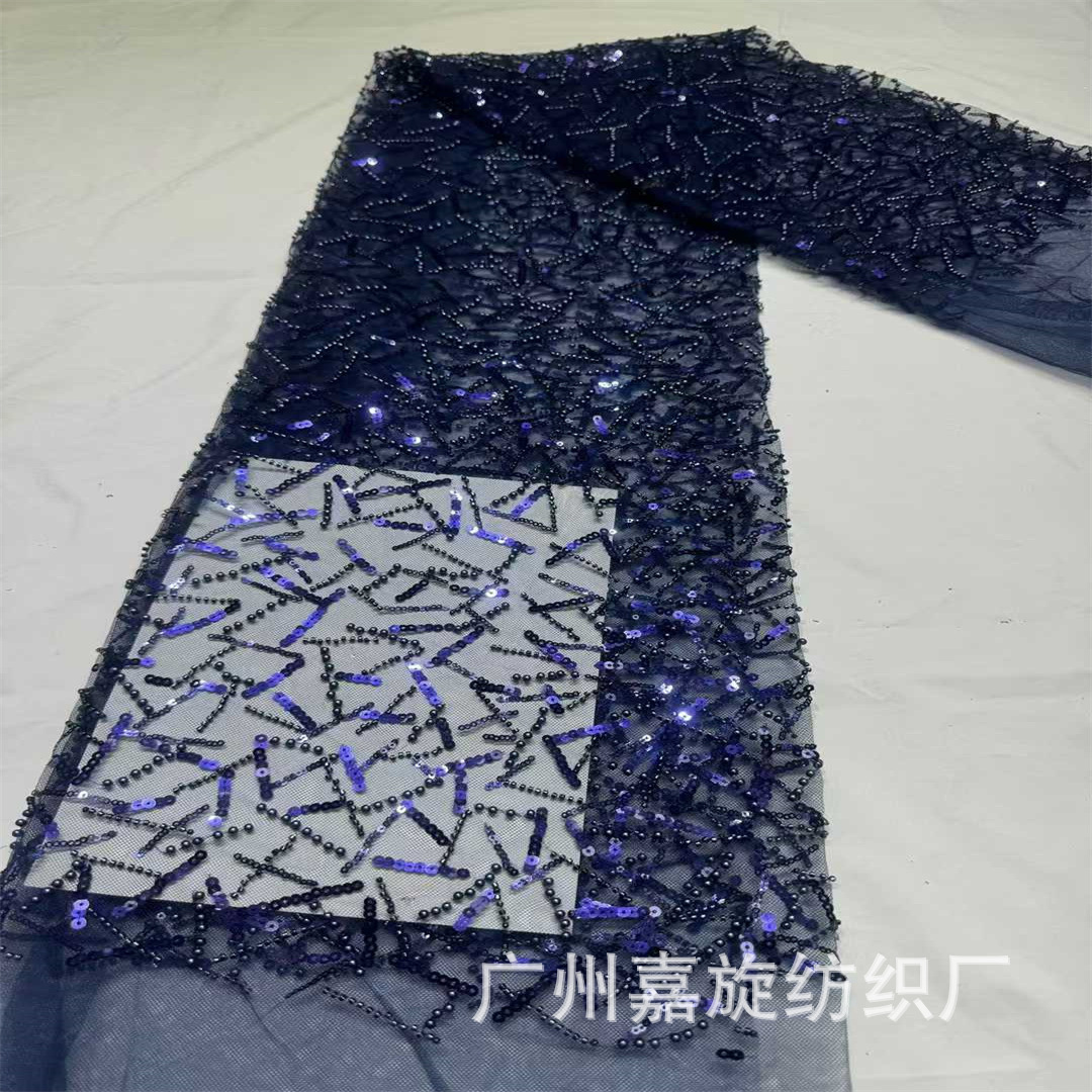 in stock Chaos Bead Strip Embroidered Mesh Lace Fabric Full Edition Sequin Bead Tube Children's Dress Dress Costume Fashion Fabric