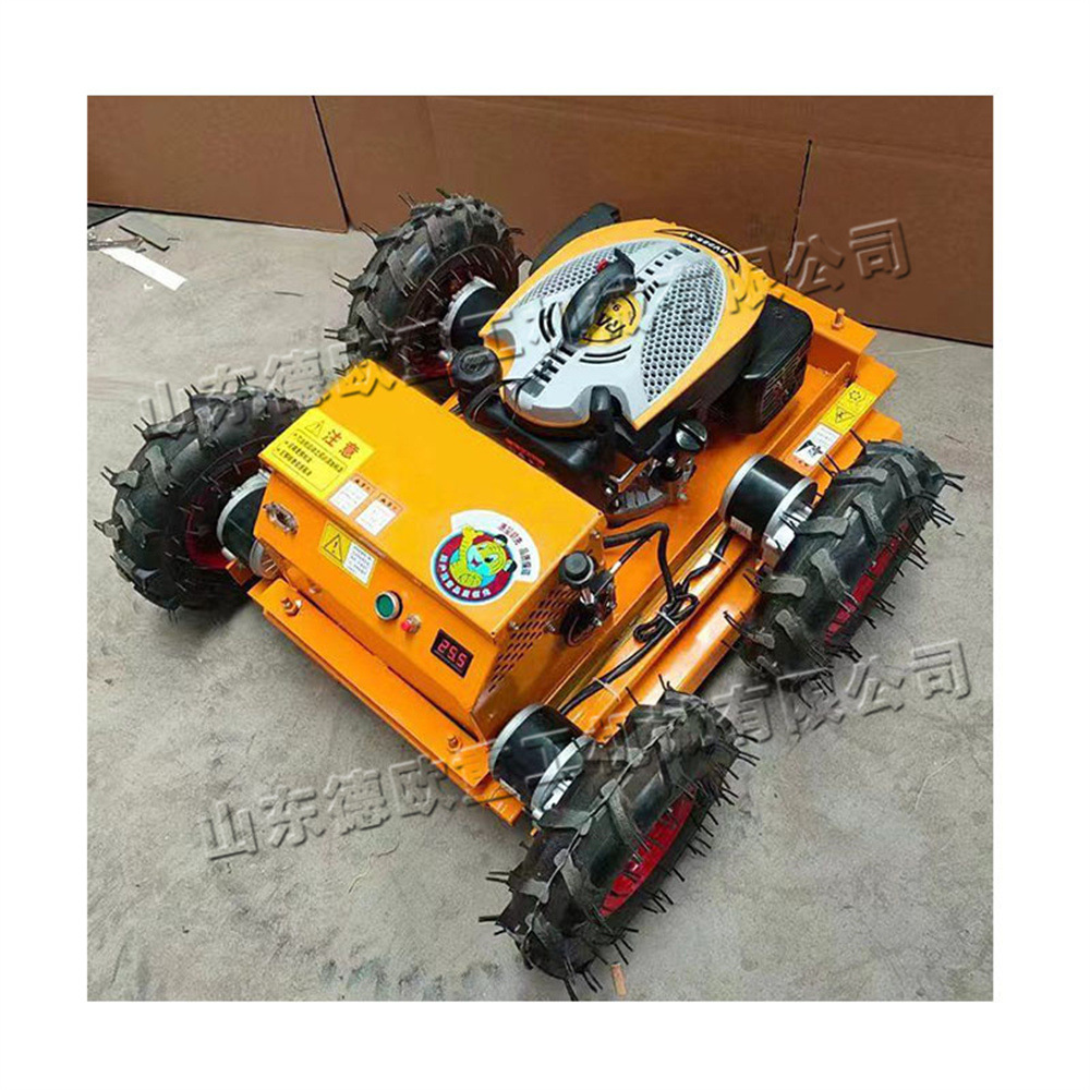 Self-propelled orchard weed cutting machine four-stroke lawn shearing machine crawler remote control electric lawn mower