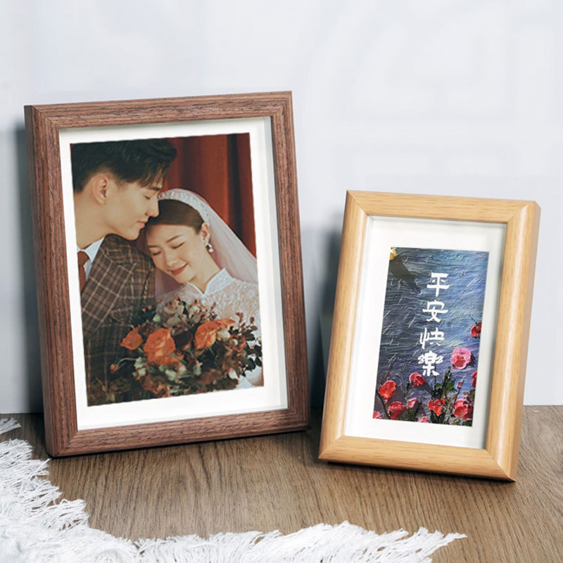 Picture of Wooden hollow glass photo frame table 6 inch 8 inch 10 creative photo diy frame solid wood picture frame wholesale