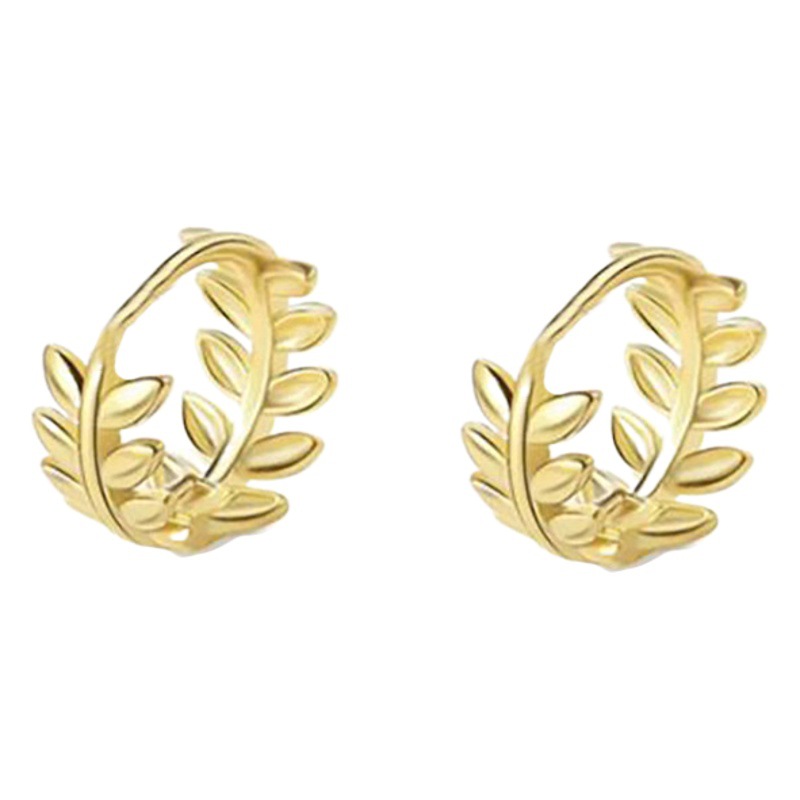 European and American Fashionable Elegant Hoop Leaf Earrings Do Not Need to Be Removed When Sleeping, Simple Earrings for Pierced Ears, Unique Elegant Earrings