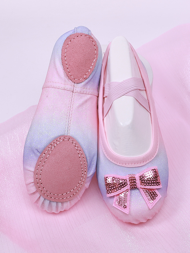 Picture of Girls' dance shoes soft-soled exercise shoes Children's Ballet Shoes Baby dancing shoes cute stage performance cat claw shoes